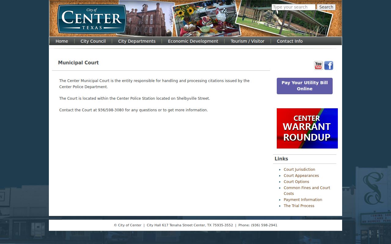 Official Center Municipal Court webpage